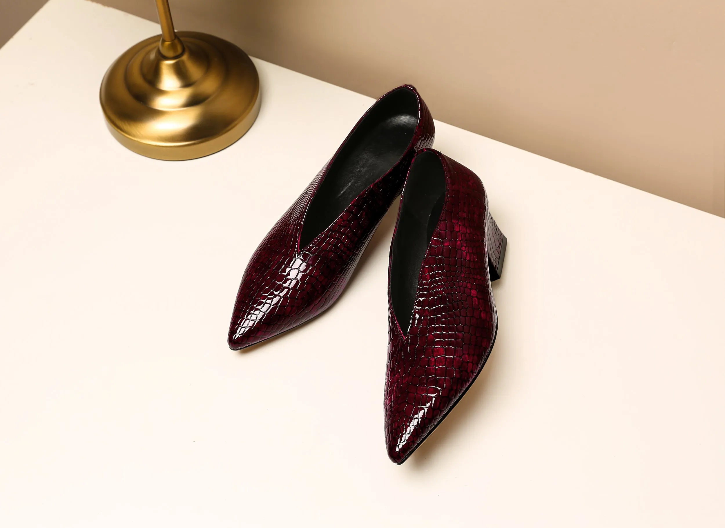 TinaCus Handmade Women's Patent Leather Slip On Printed Snakeskin Casual Shoes