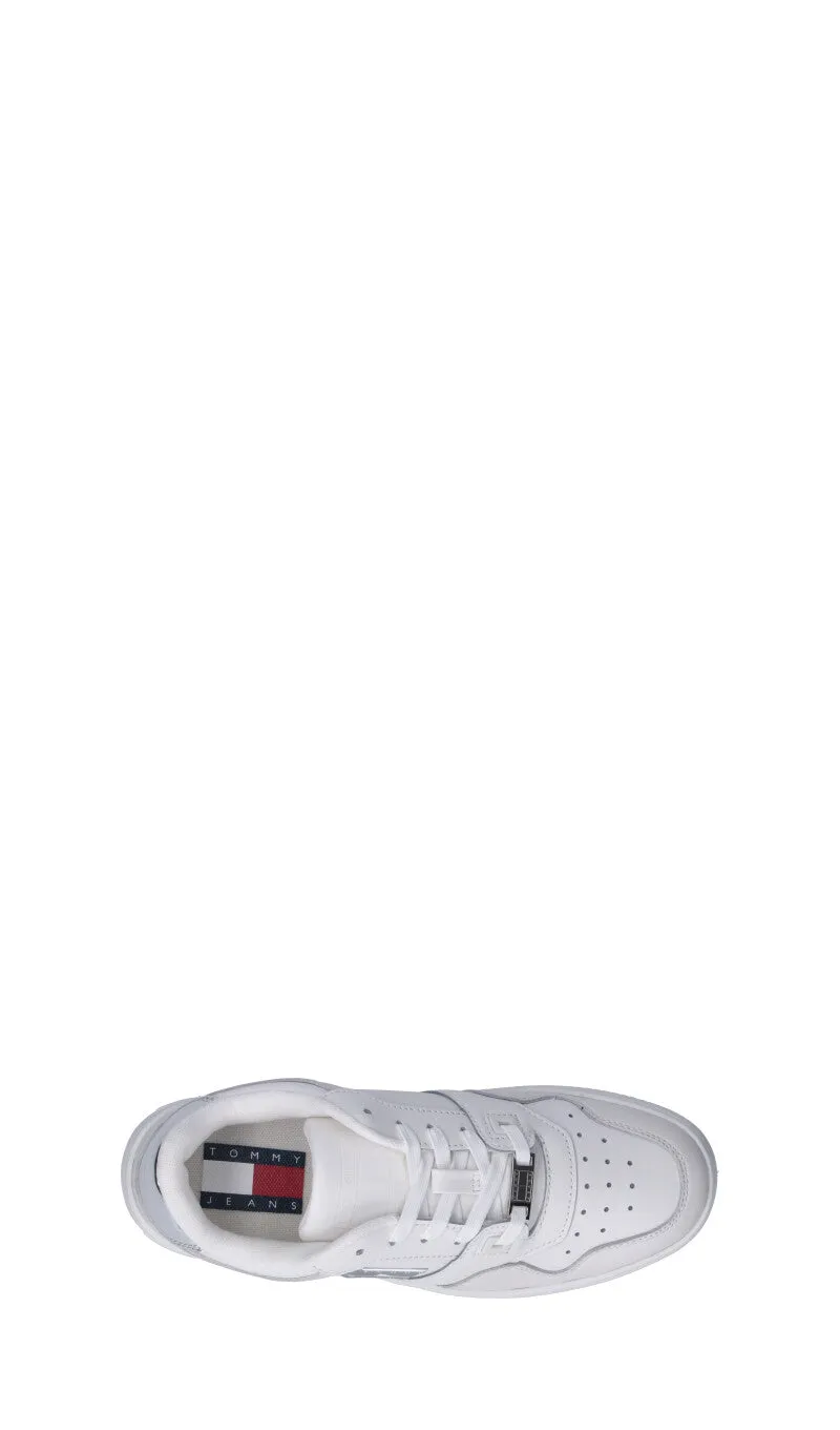 TOMMY HILFIGER JEANS Sneaker donna bianca/argento in pelle