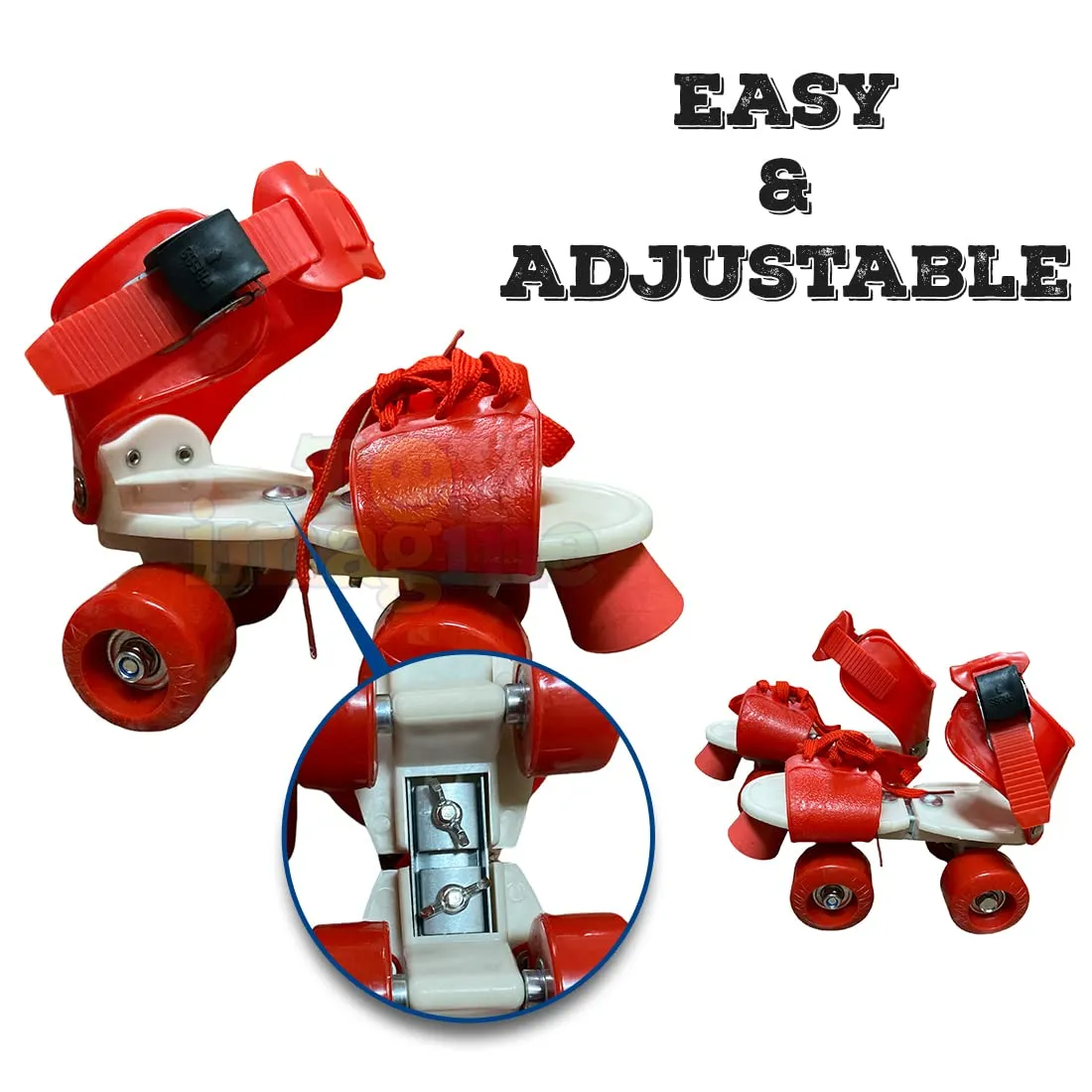 Toy Imagine™ Red Beginner Roller Inline Skating with Adjustable Size and Front Break for Skates for Kids 4-8 Years Polyurethane 4 Wheels Skates with School Sports