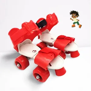 Toy Imagine™ Red Beginner Roller Inline Skating with Adjustable Size and Front Break for Skates for Kids 4-8 Years Polyurethane 4 Wheels Skates with School Sports