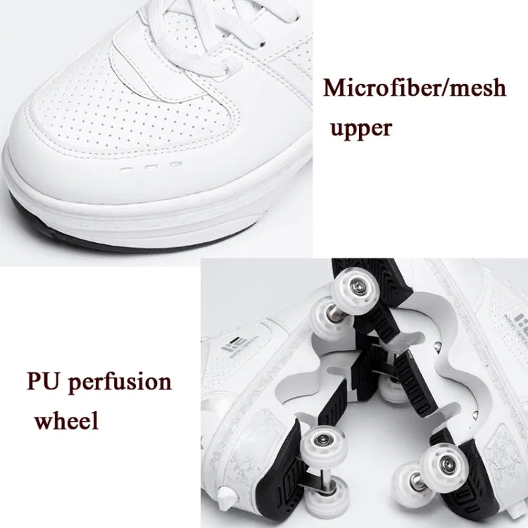 Two-Purpose Skating Shoes Deformation Shoes Double Row Rune Roller Skates Shoes, Size: 33(Low-top Without Light (White))