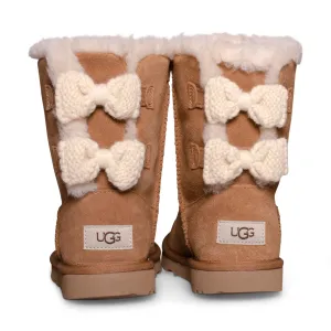 UGG Bailey Knit Bow Chestnut Boots - Youth