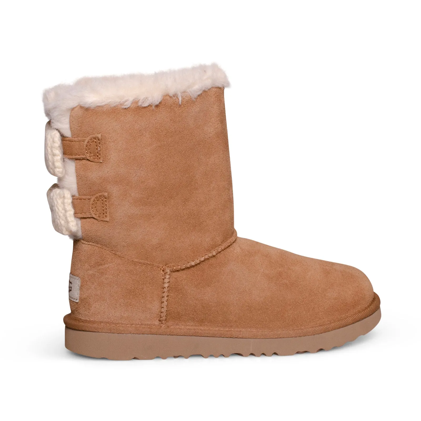 UGG Bailey Knit Bow Chestnut Boots - Youth