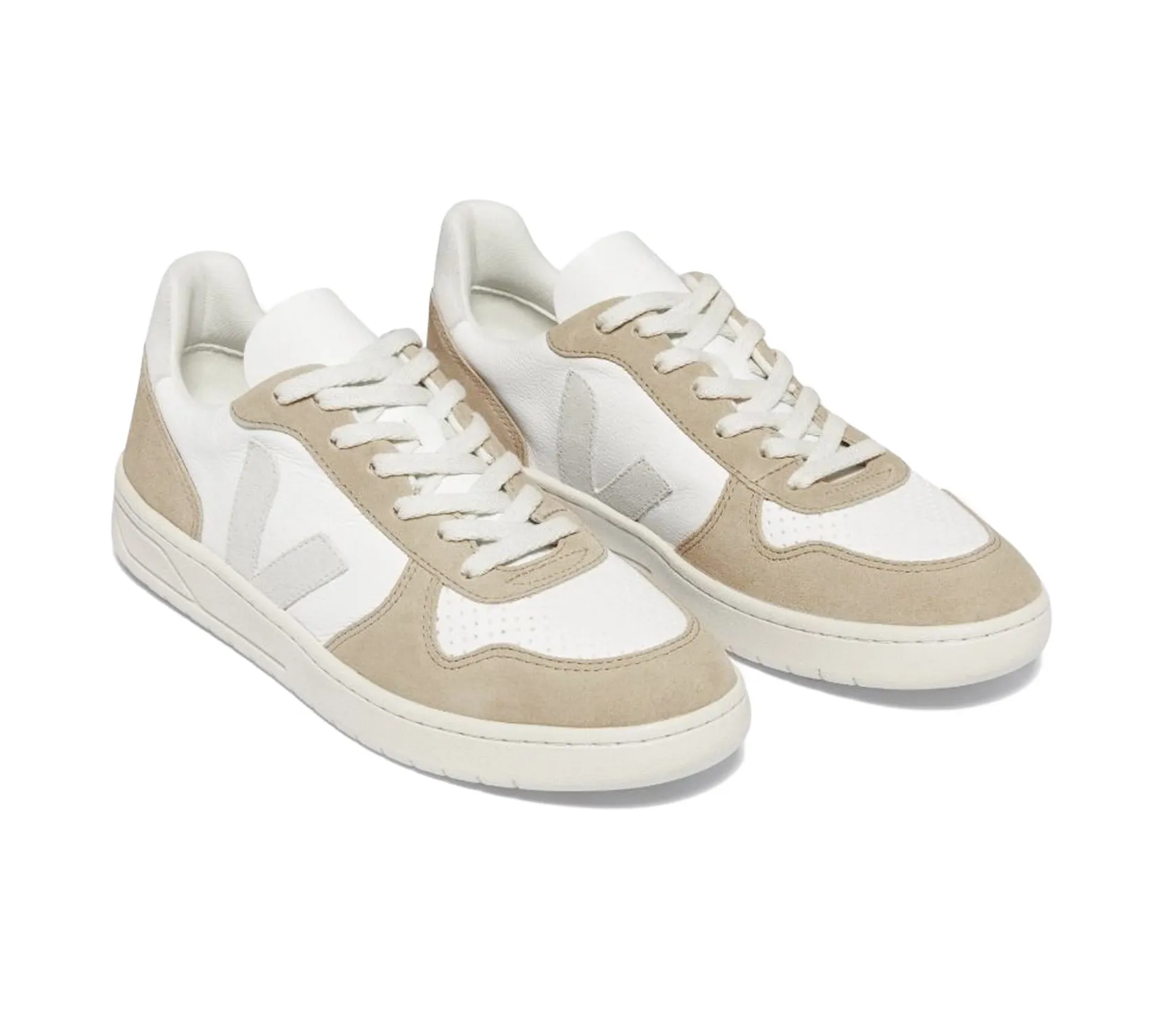 V-10 Leather Sneaker | White/Natural Sahara
