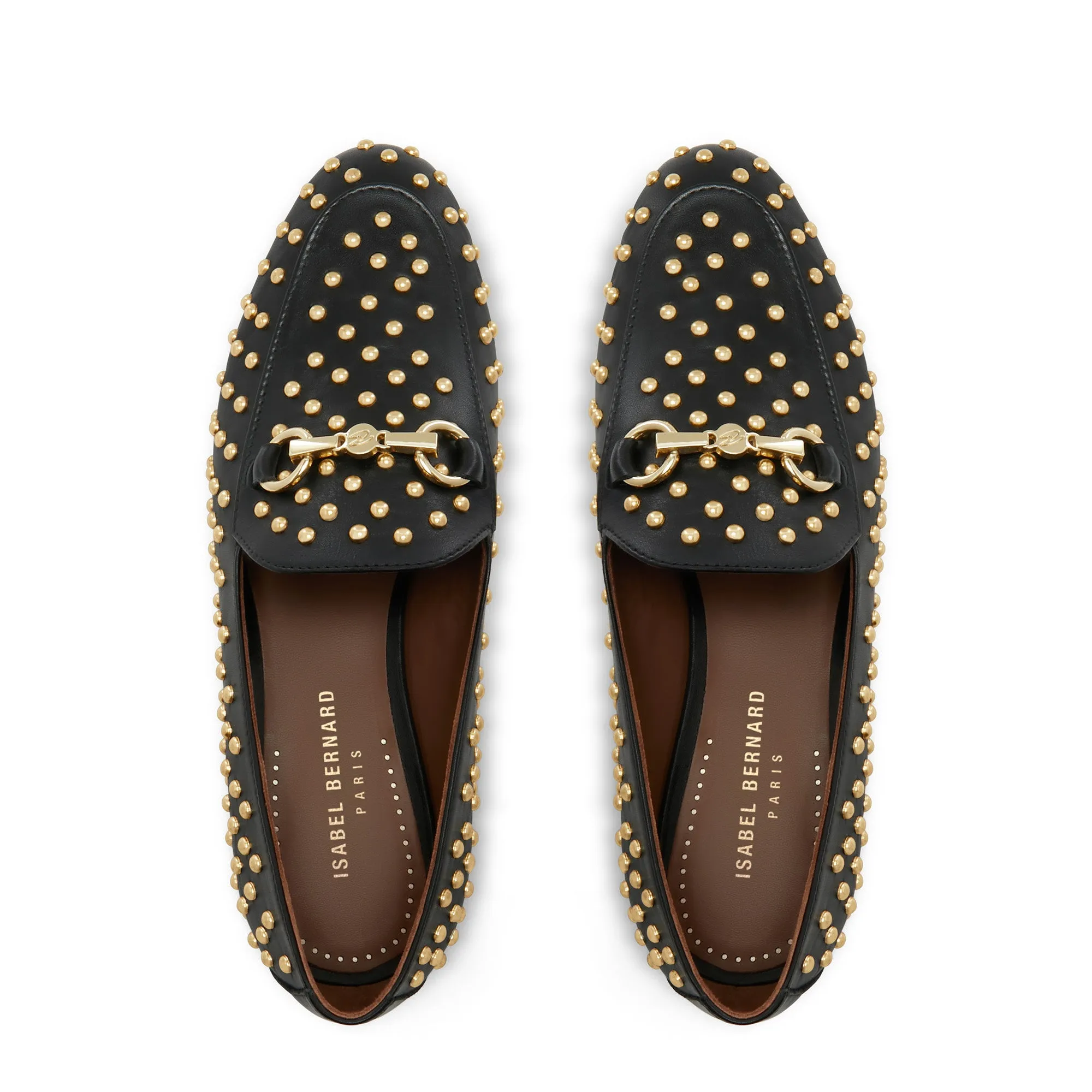 Vendôme Fleur black calfskin leather studded loafers