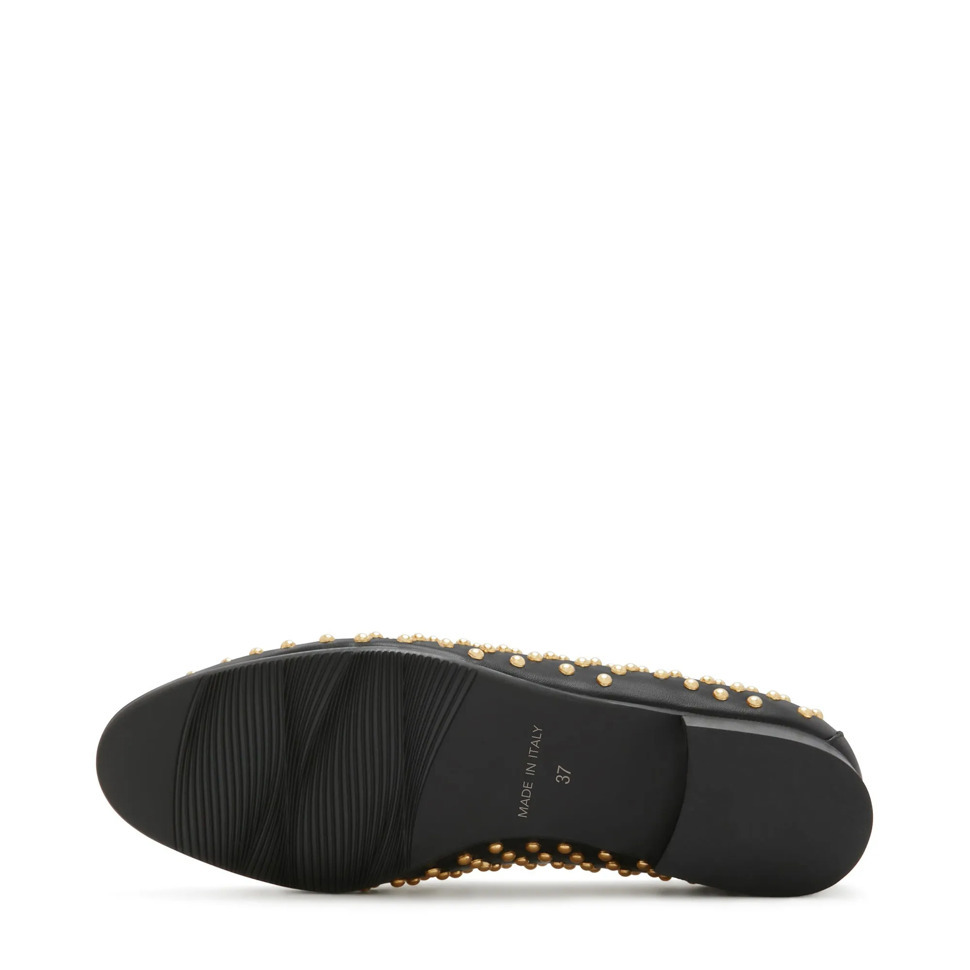 Vendôme Fleur black calfskin leather studded loafers