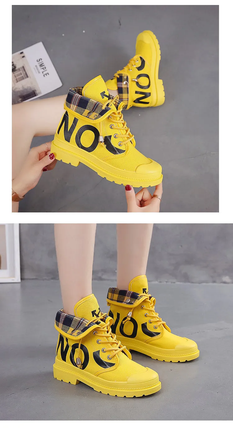 Vulcanized Platform Women's Mesh High-top Lace-up Casual Shoes Walking Sneakers Boots