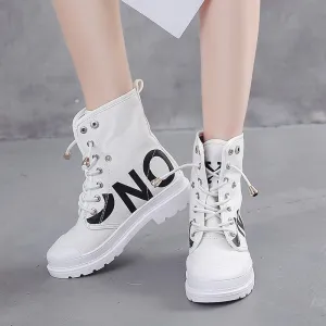 Vulcanized Platform Women's Mesh High-top Lace-up Casual Shoes Walking Sneakers Boots
