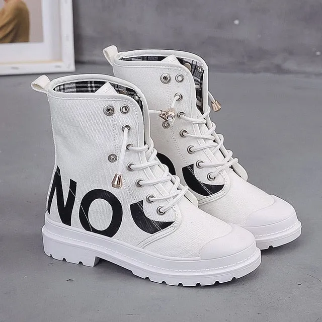 Vulcanized Platform Women's Mesh High-top Lace-up Casual Shoes Walking Sneakers Boots