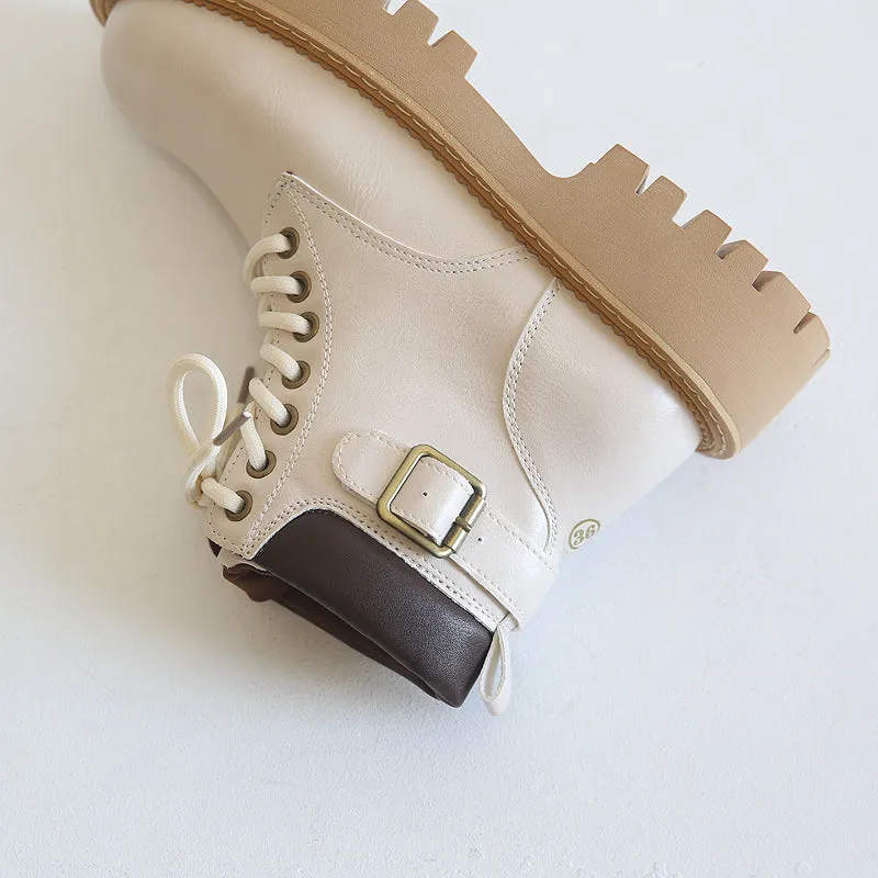 Women Retro Autumn Casual Buckle Thick Sole Boots