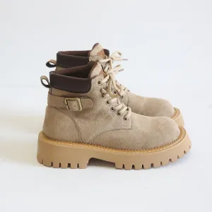 Women Retro Autumn Casual Buckle Thick Sole Boots