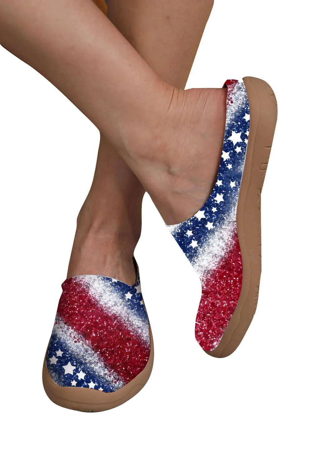 Women Slip On Sneakers USA Flag Walking Running Footwear