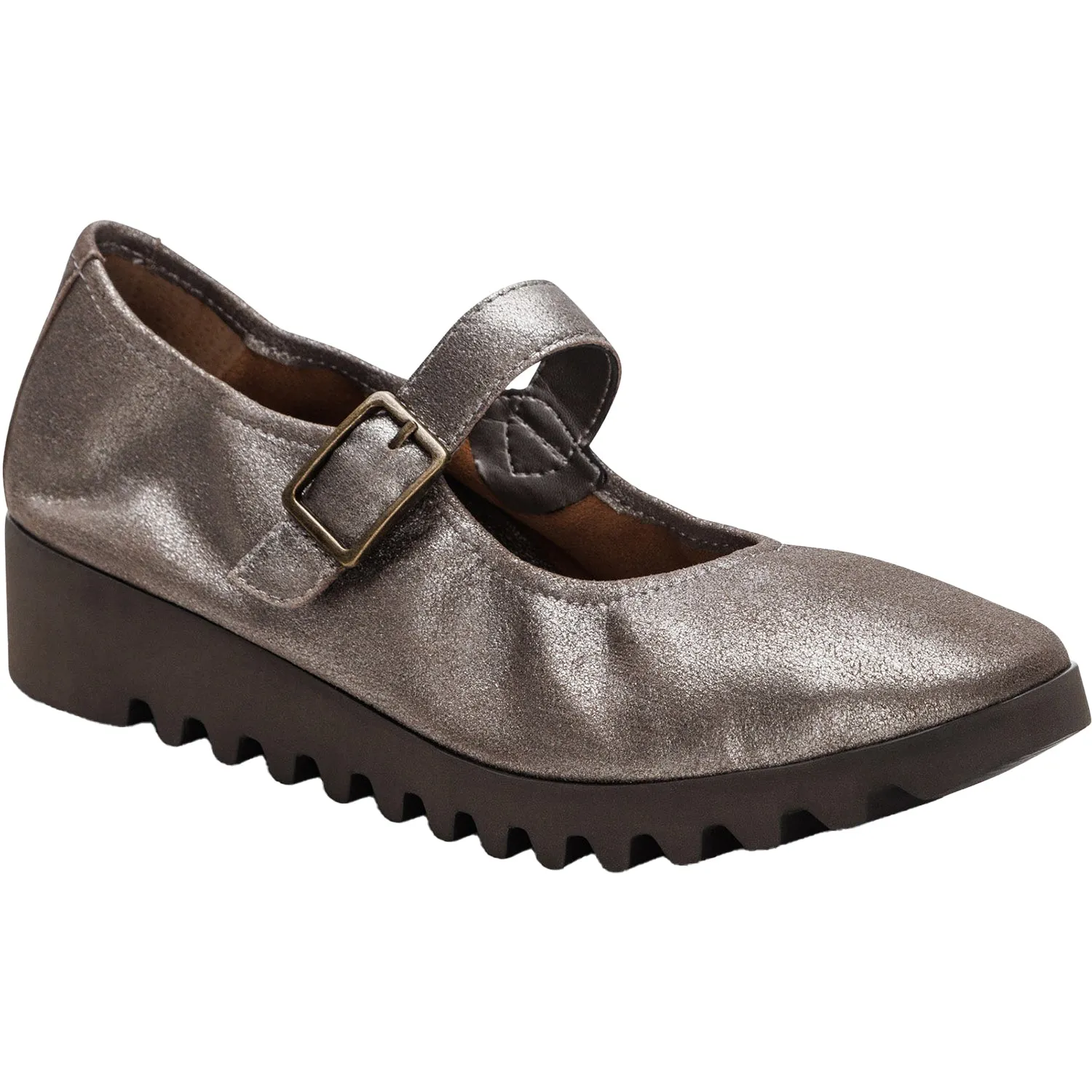 Women's Aetrex Joanne Brushed Silver Leather