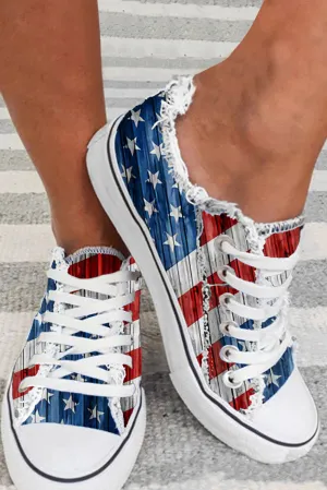 Women’s America Flag Print Canvas Lace Up Casual Shoes
