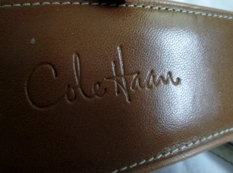 Womens COLE HAAN LEATHER Strappy Sandals Shoes 7.5 BROWN NIKE AIR High Heel