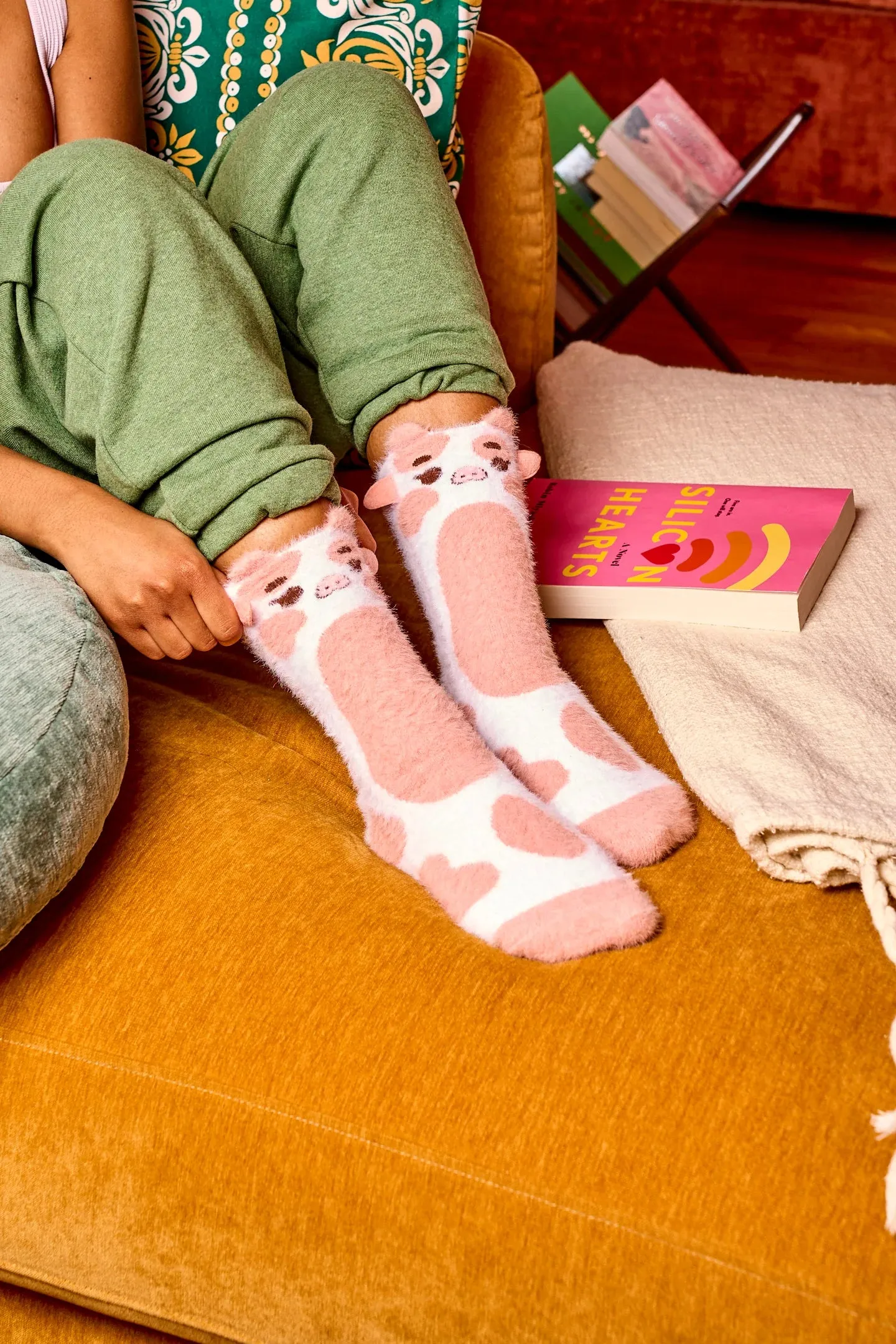 Women's Valentine the Cow Fuzzy Socks